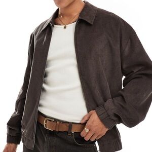 Asos Oversized Cord Harrington Jacket